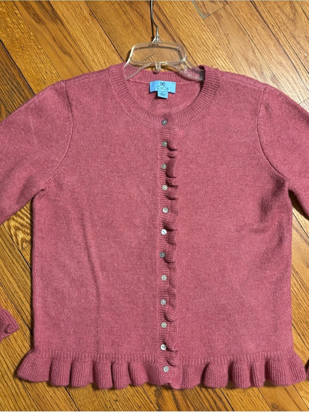 CeCe Ruffle-Trim Button Cardigan - Picture 7 of 12